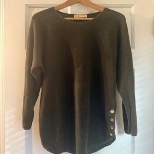 Michael Kors Dark Green Sweater with Button Accents